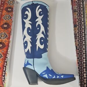 Blue and White Western Boots( Jeffery Campbell)